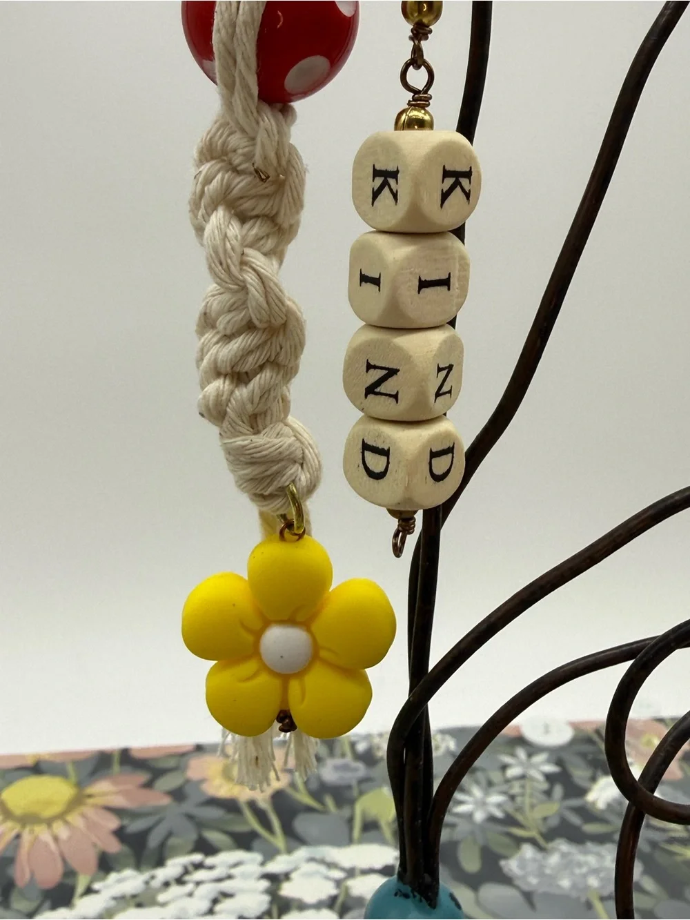 👑Adorned Crown Jewelry purse bag charm keychain bee kind ladybug macrame bow